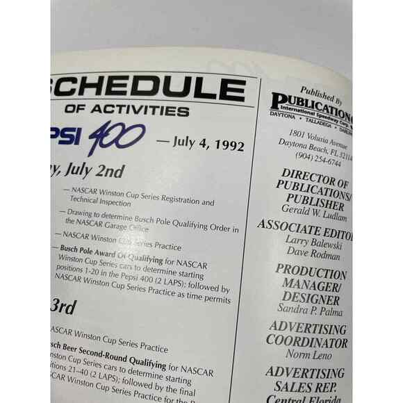 1992 Richard Petty Daytona Pepsi 400 Program w/  Patch – NASCAR Collectible - Picture 12 of 12
